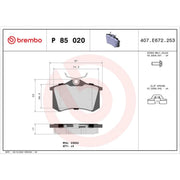 Brembo 4 x Rear Brake Pad Set fits Audi A1 2010-2018 1.0 1.2 1.4 1.6 1.8 2.0