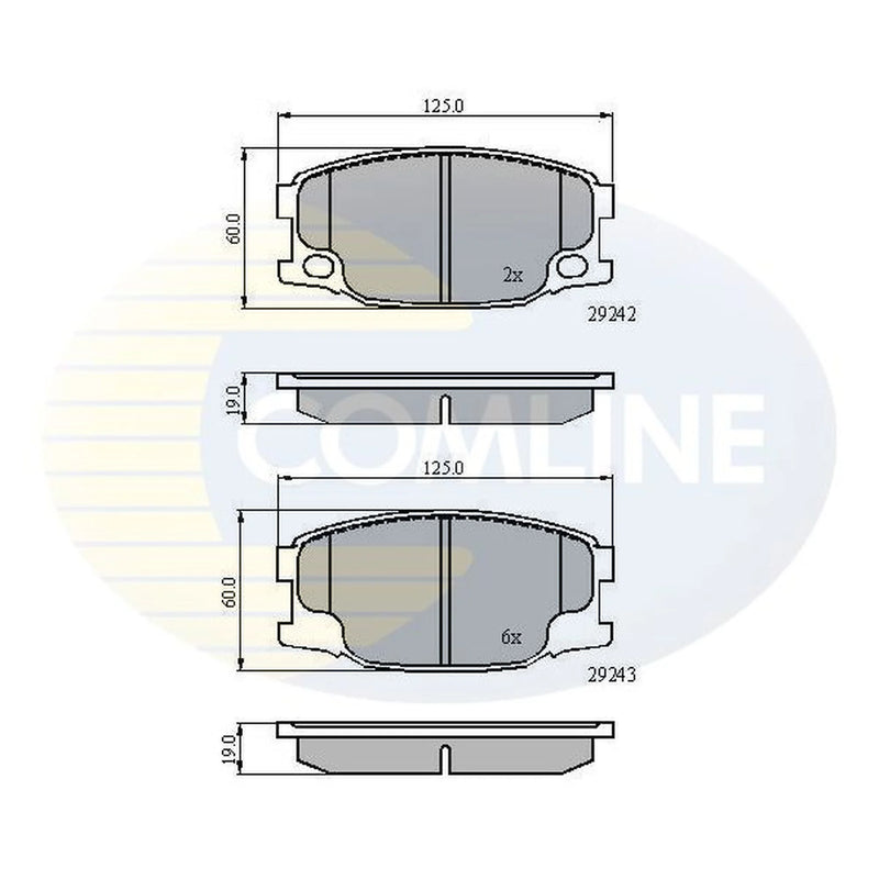 Comline 8 x Front Brake Pad Set fits Mitsubishi Canter VI 1996-1997