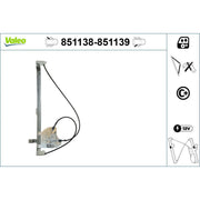 Valeo Electric Window Regulator Lifter Left Rear 851138