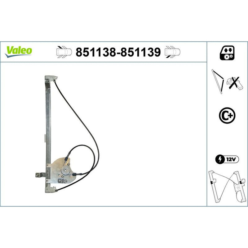 Valeo Electric Window Regulator Lifter Right Rear 851139