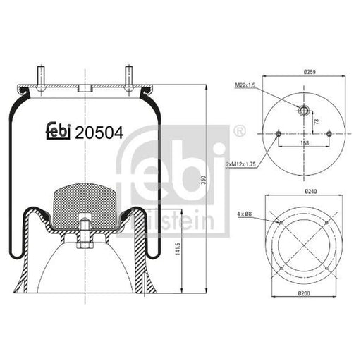 Febi Air Suspension Bellow 258mm 20504