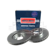Borg & Beck Front Brake Vented Discs & Pads fits Fiat Panda 2006 on 1.4