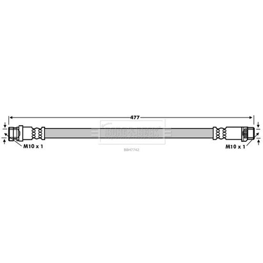 Borg & Beck Brake Hydraulic Hose Line Rear Left BBH7742