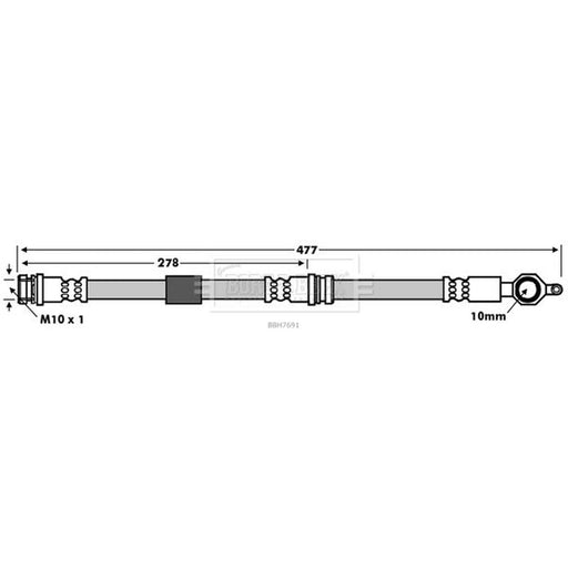 Borg & Beck Brake Hydraulic Hose Line Front Right BBH7691