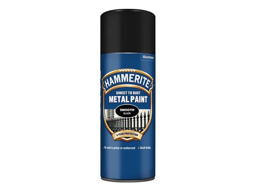 Hammerite Direct to Rust Smooth Finish Aerosol Black 400ml Hammerite - NN4 Online