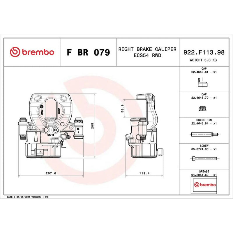 Brembo Brake Caliper Assembly fits Mercedes-Benz Sprinter 3,5-T 2018-2021