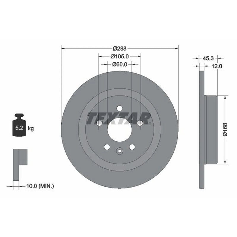 Textar 2 x Solid Rear Brake Discs 92275203-x2
