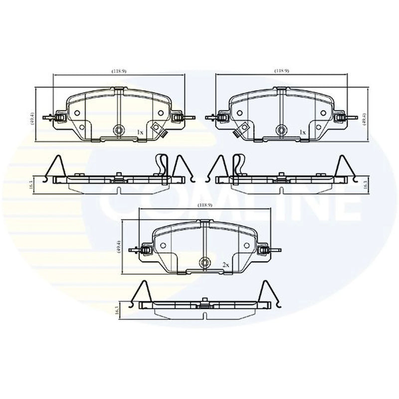 Comline 4 x Rear Brake Pad Set fits Honda Cr-V V 2016-2018 1.5 2.0