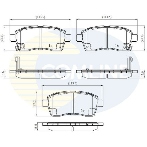 Comline 4 x Front Brake Pad Set fits Suzuki Ignis III 2016 on 1.2