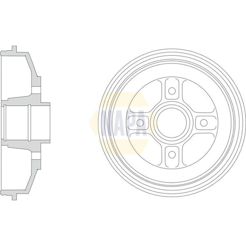 NAPA Brake Drum Assembly Rear fits Opel Agila B 2008-2014 1.0 1.2 1.3