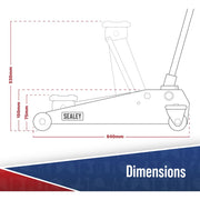 Viking Low Profile Professional Long Reach Trolley Jack with Rocket Lift 2 Tonne Viking - Dynamic Drive