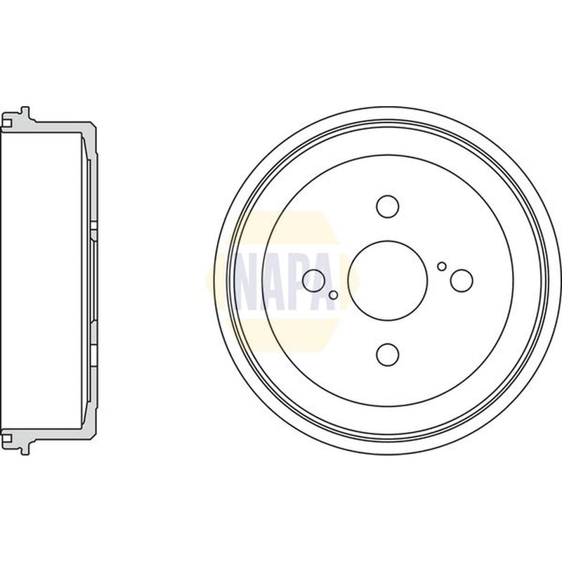 NAPA Brake Drum Assembly Rear fits Toyota Corolla 1992-1997 1.3 1.6 2.0