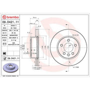 Brembo 2 x Internally Vented Front Brake Discs 09.D421.11-x2