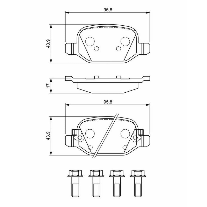 Bosch Front & Rear Pads fits Fiat 500L 2012-2018 0.9 1.3 1.4 1.6