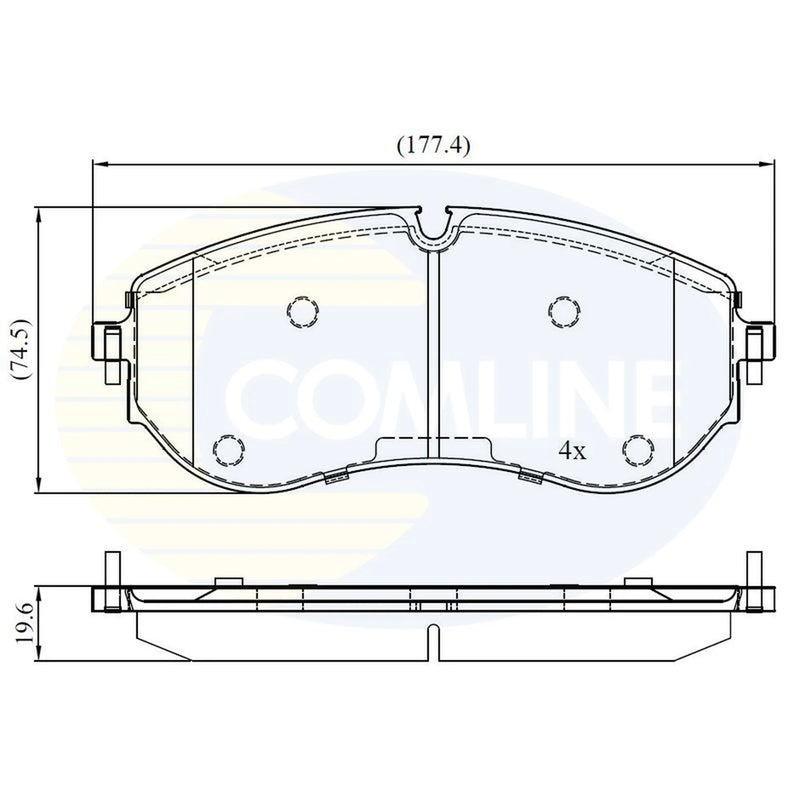 Comline 4 x Front Brake Pad Set fits Man Tge 2017-2024 2.0