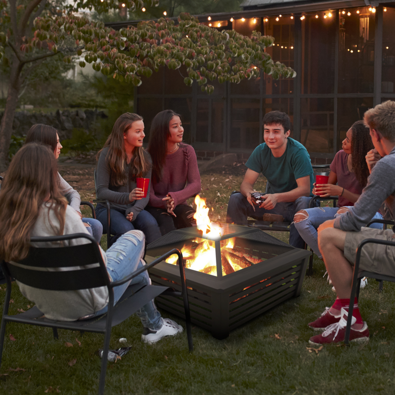 Dellonda 35" Square Outdoor Fire Pit Black Dellonda  - Dynamic Drive