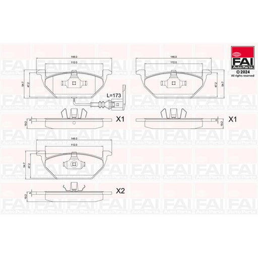 FAI Front Brake Pad Set fits Audi A2 2000-2005 1.4 1.6