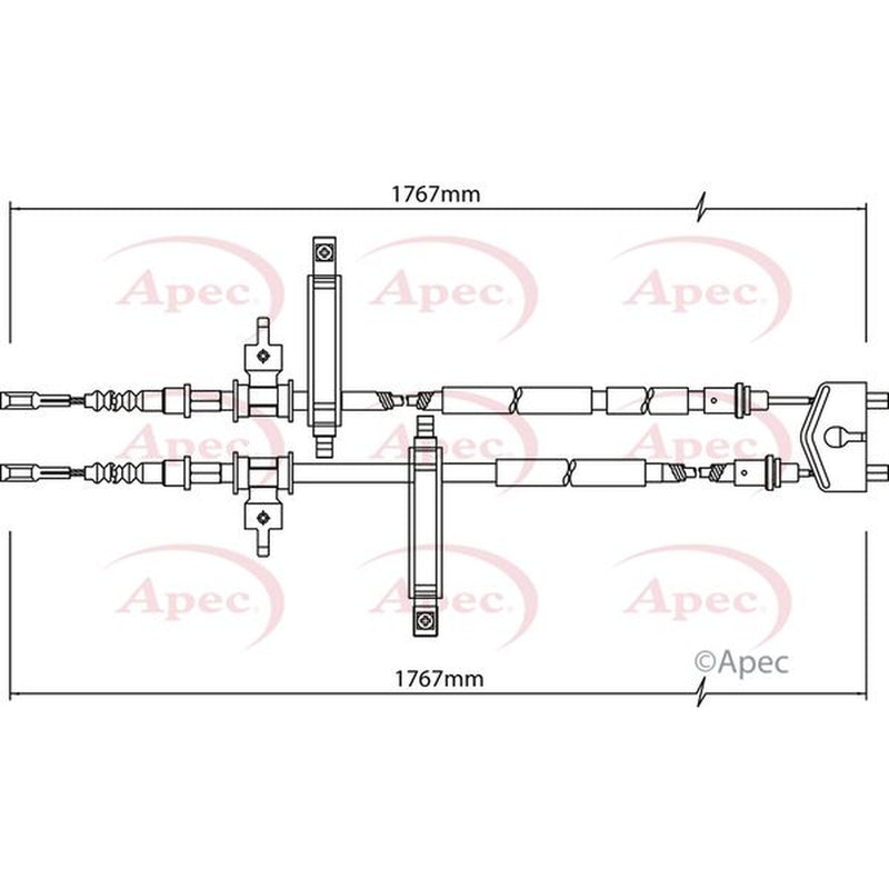 Apec Handbrake Cable Left Rear fits Ford Focus I 1998-2004 1.4 1.6 1.8 2.0