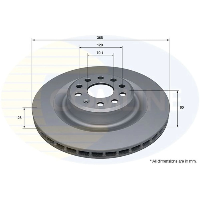 Comline 2 x Internally Vented Brake Discs fits Tesla Model X 2015-2016