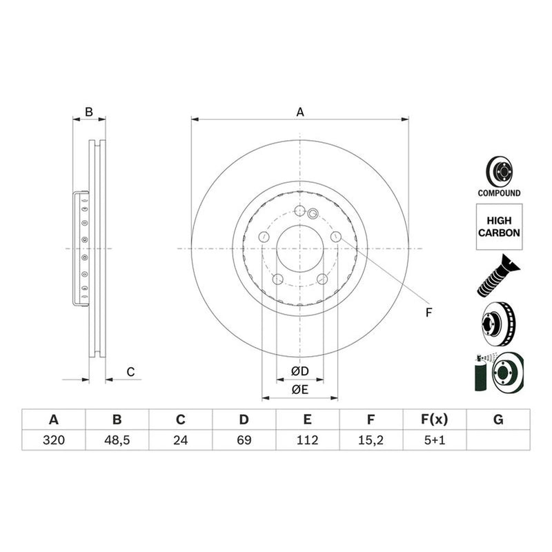 Bosch Front & Rear Brake Discs & Pads fits Mercedes-Benz Glc 2015-2023