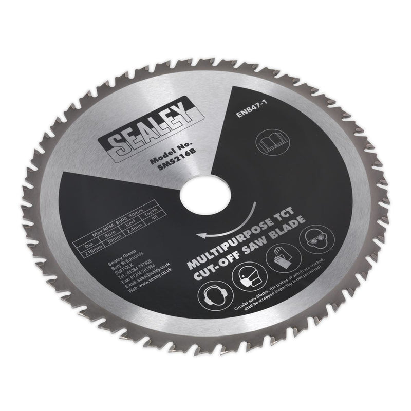 Sealey Multipurpose Cut-Off Saw Blade216 x 2.4mm/ï30mm 48tpu SMS216B Sealey - Dynamic Drive