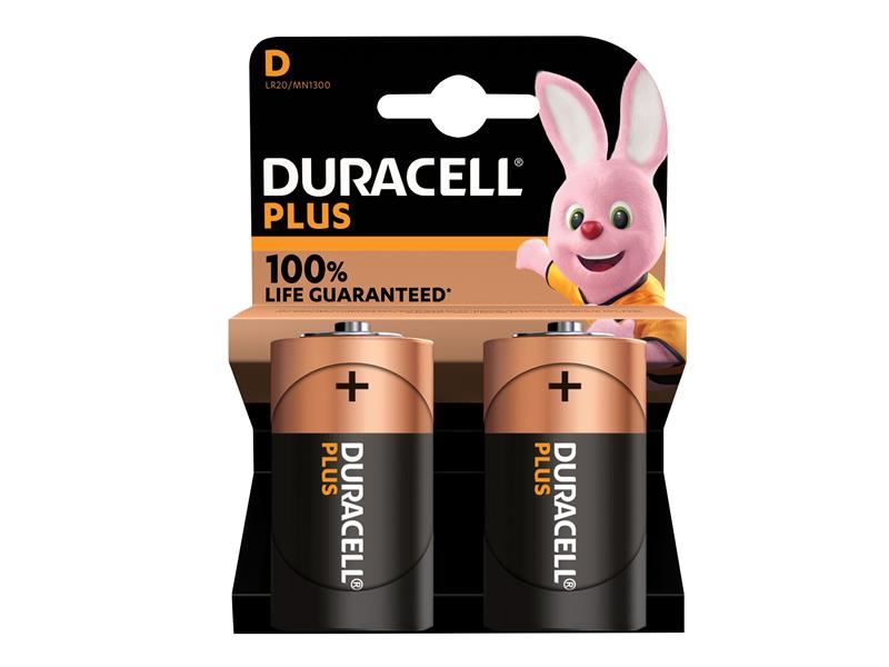 Duracell D Cell Plus Power +100% Batteries (Pack 2) Duracell - NN4 Online