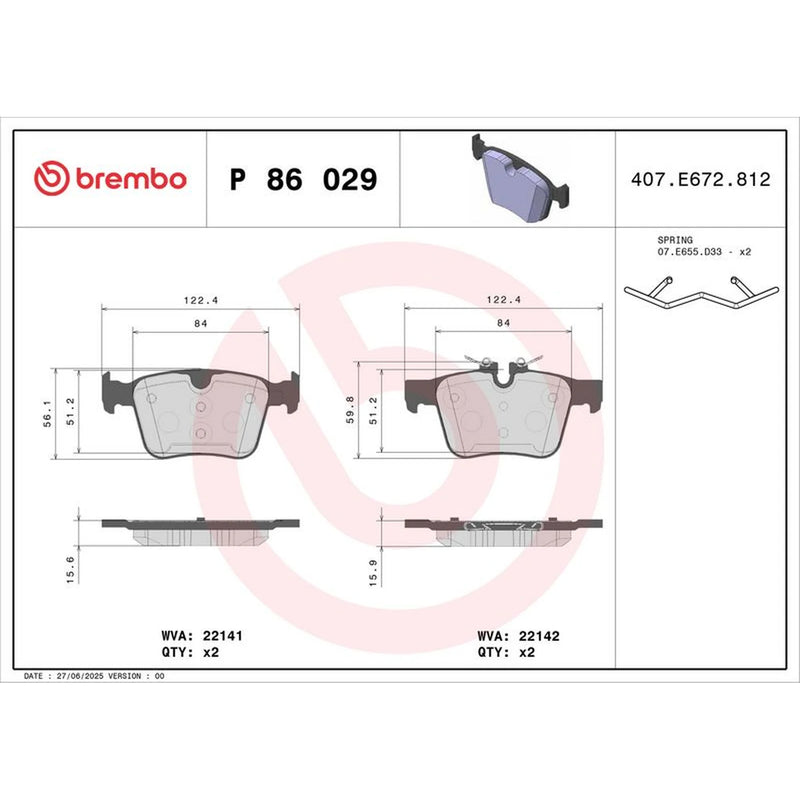 Brembo Rear Brake Discs & Pads fits Land Rover Range Rover Evoque 2011-2019