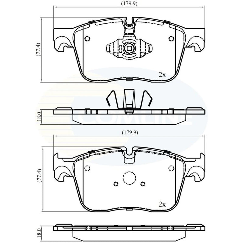 Comline 4 x Front Brake Pad Set fits Jaguar F-Pace 2015 on 2.0 3.0