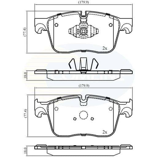 Comline 4 x Front Brake Pad Set fits Jaguar F-Pace 2015 on 2.0 3.0