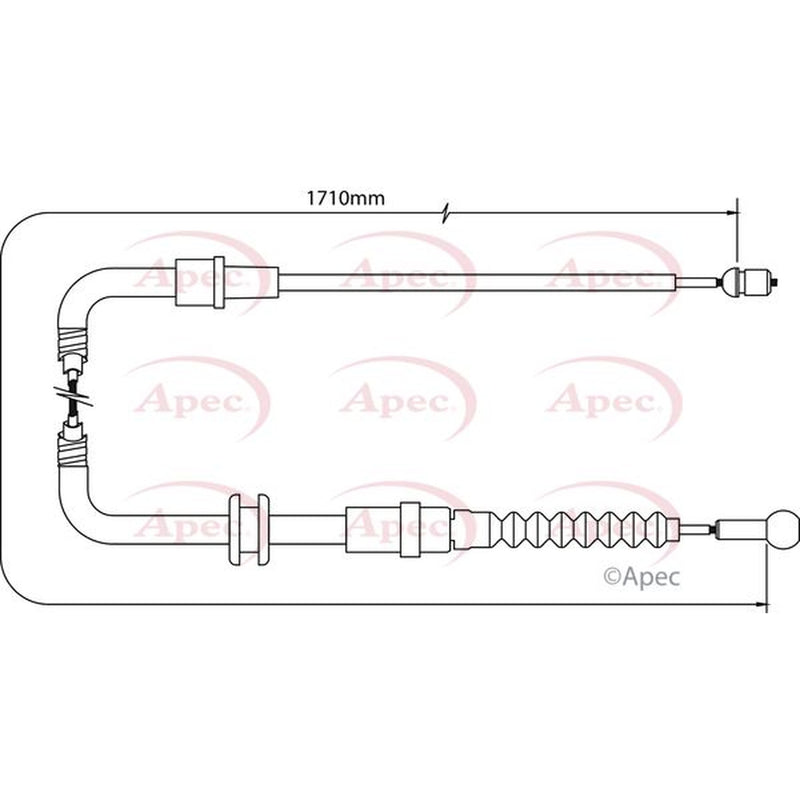Apec Handbrake Cable Left Rear fits VW Caddy III 2004-2015 1.6 1.9 2.0