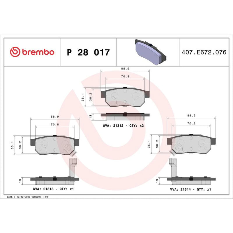 Brembo Front & Rear Pads fits Honda Civic VI 1995-2001 1.4 1.5