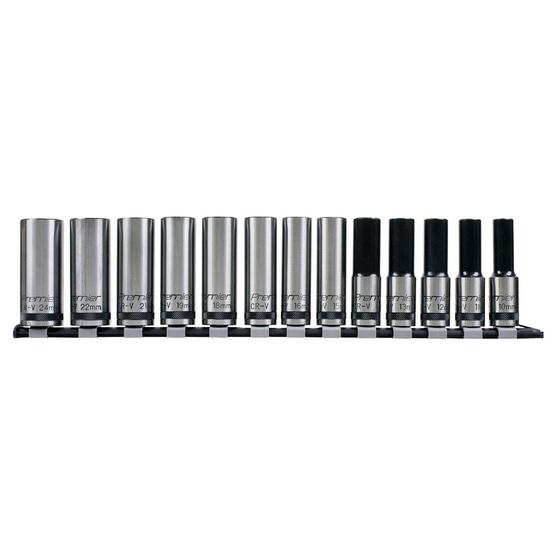 Sealey Premier Black Premier Black Deep Lock-On Socket Set 1/2"Sq Drive 13pc Sealey Premier Black - Dynamic Drive