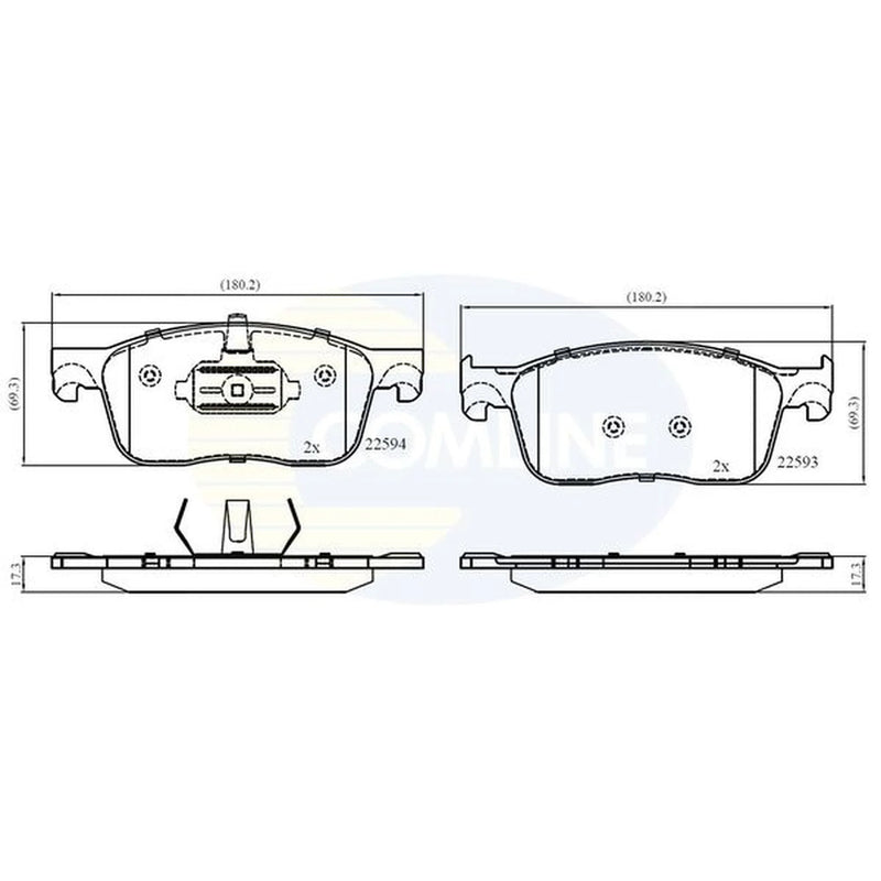 Comline 4 x Front Brake Pad Set fits Citroën Dispatch III 2016-2025 1.5 1.6 2.0