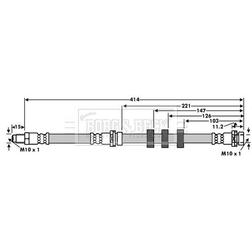 Borg & Beck Brake Hydraulic Hose Line Front Right BBH8010