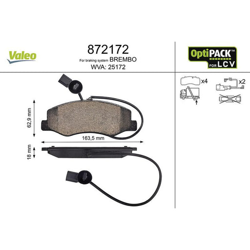 Valeo Rear Brake Pad Set 872172