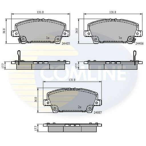 Comline 4 x Front Brake Pad Set fits Honda Civic VIII 2005-2011 1.4 1.8 2.2