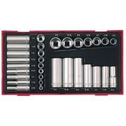 Teng TTAF32 Regular/Deep Socket Set, 32 Piece - 1/4 & 3/8in Drive - TC20