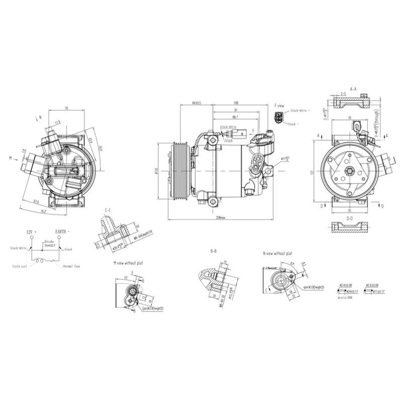 Hella Air Conditioning Compressor fits Seat Mii 2011-2019 1.0