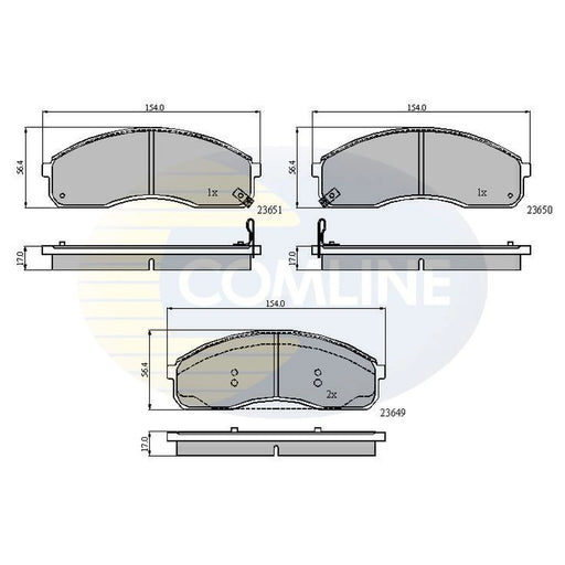 Comline 4 x Front Brake Pad Set fits Kia Pregio 1997 on 2.7