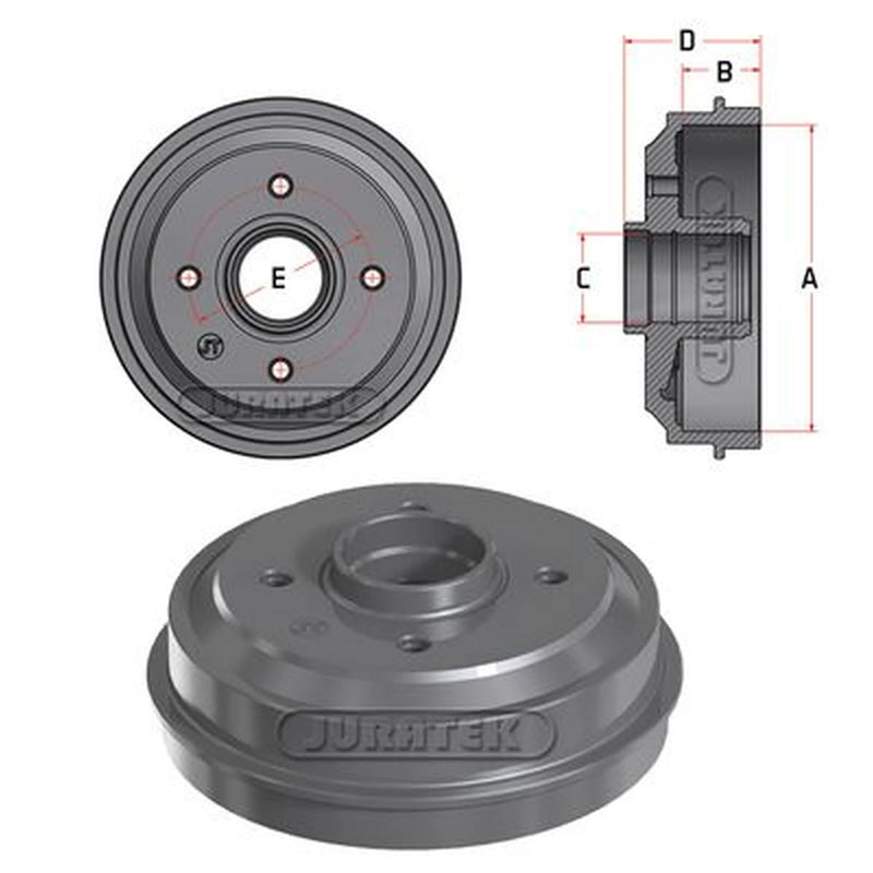 Juratek Brake Drum Assembly Rear fits Citroën Ax 1987-1997 1.4