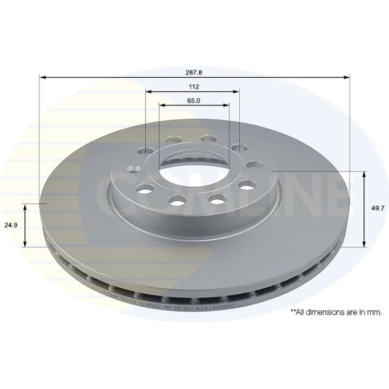 Comline Front Brake Discs & Pads fits VW Golf VIII 2019-2020 1.0 1.4 1.5 2.0