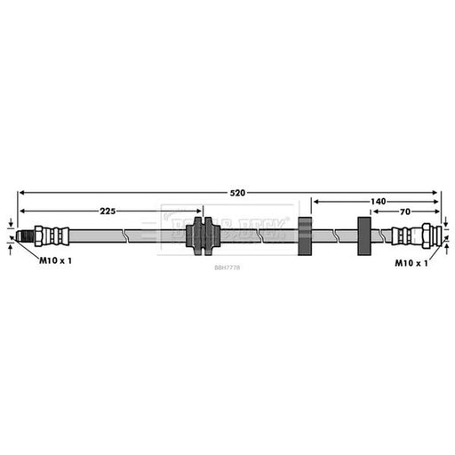 Borg & Beck Brake Hydraulic Hose Line Front Right BBH7778