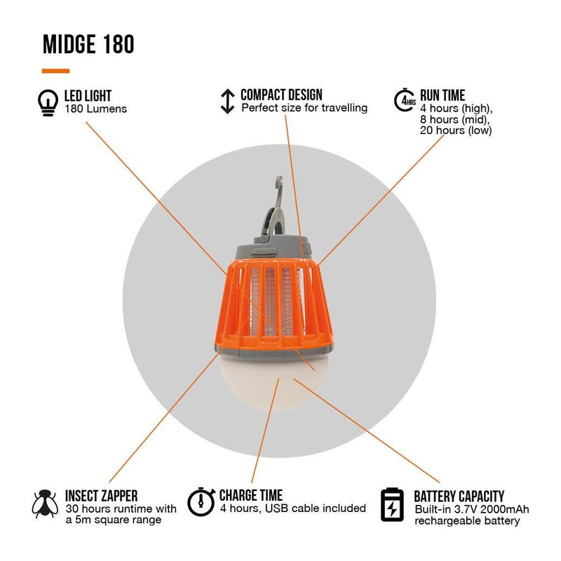 Vango Midge 180 Insect Control Rechargeable Camp Light Vango - Dynamic Drive