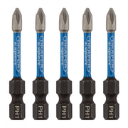 Draper Expert Cross Slot/PH Type Impact Screwdriver Bits, No.1 x 50mm, 1/4" Hex Draper - Dynamic Drive