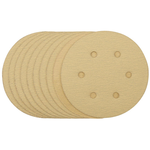 Draper Gold Sanding Discs with Hook & Loop, 150mm, 120 Grit (Pack of 10) 64025 Draper - Dynamic Drive
