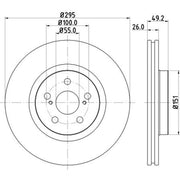 Mintex 2 x Internally Vented Brake Discs fits Toyota Avensis 2003-2008 2.0 2.4