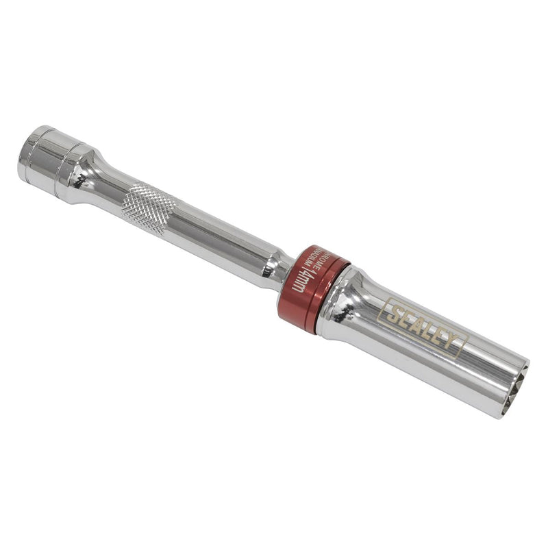 Sealey Spark Plug Socket with Universal Joint 14mm 3/8"Sq Drive 12-Point 150mm Sealey - Dynamic Drive