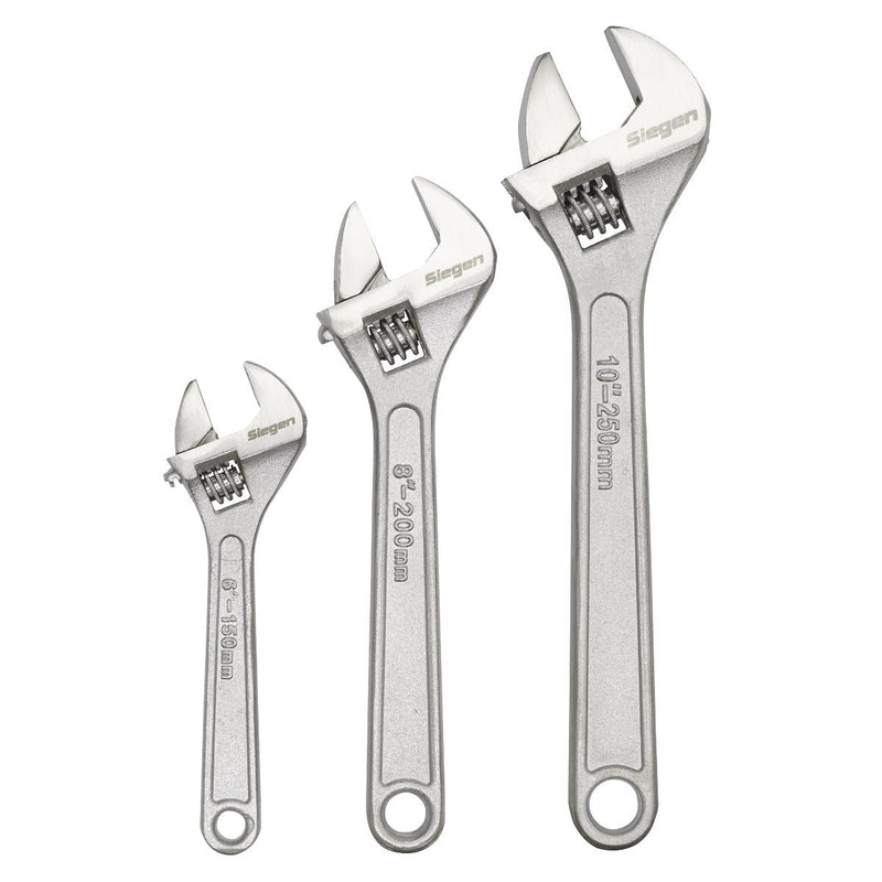 Sealey Adjustable Wrench Set 3pc 150 200 & 250mm S0448 Siegen by Sealey - Dynamic Drive