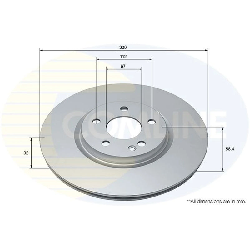 Comline Front Brake Discs ADC2817V-x2