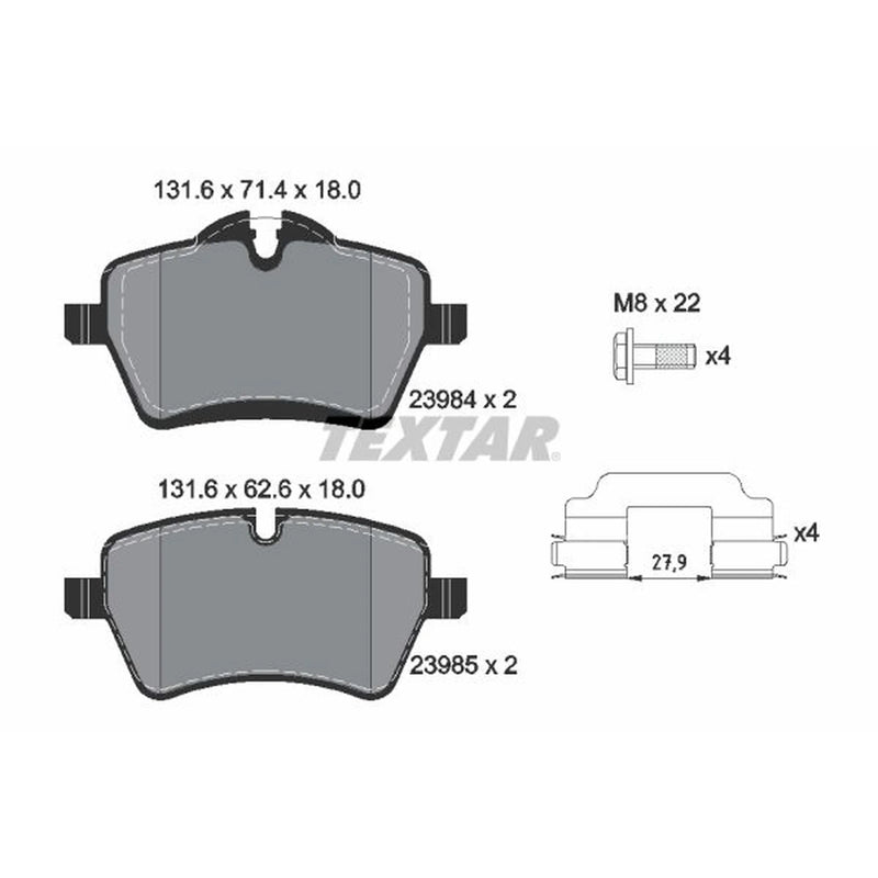 Textar Front Brake Pad Set 2398401